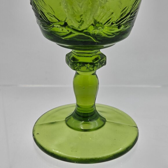 L. E. Smith Glass Green American Eagle Pressed Glass Water Goblet 1965–70 8 oz - Picture 7 of 7
